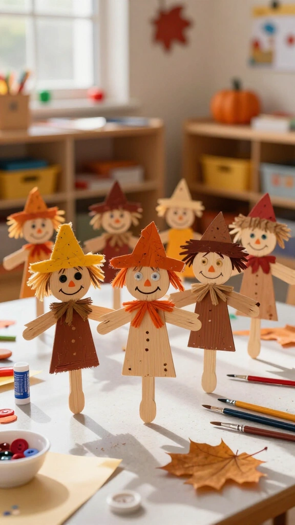 Popsicle stick scarecrow faces