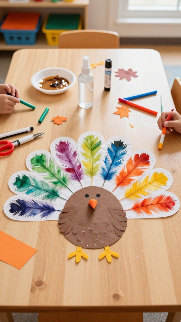 Coffee filter turkey feathers