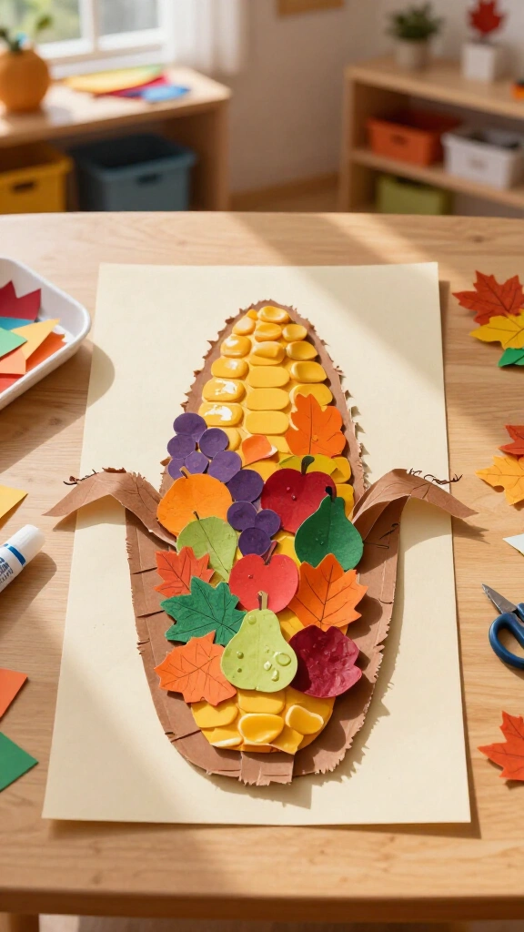 Torn paper cornucopia