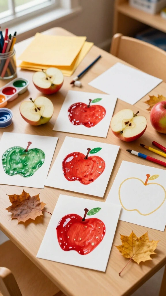 Apple stamp gratitude cards