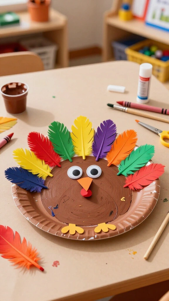 Paper plate turkey craft