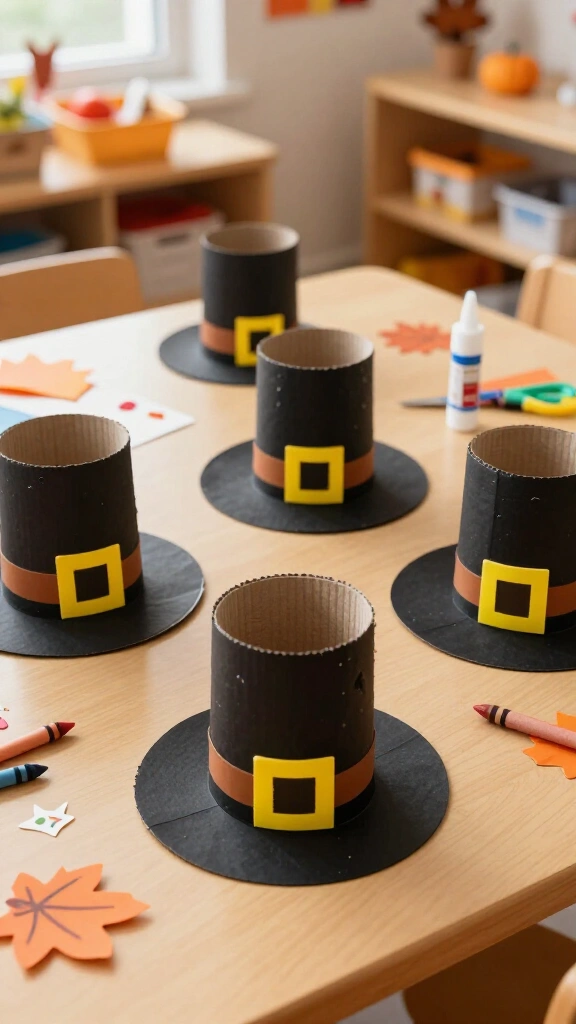 Toilet paper roll pilgrim hats