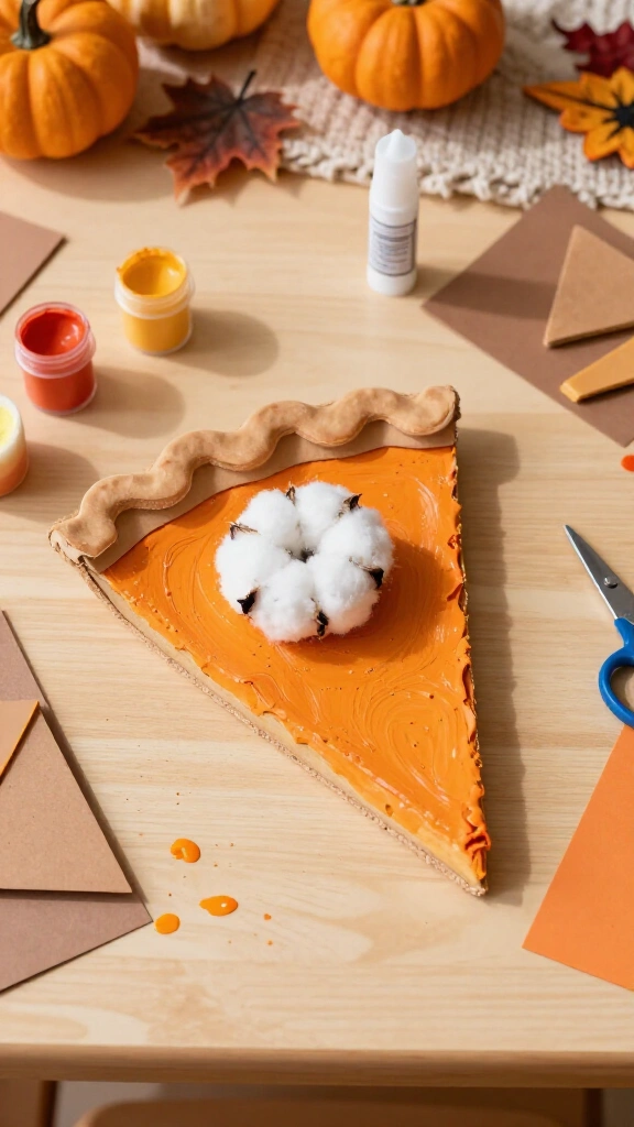 Sponge painted pumpkin pie slice