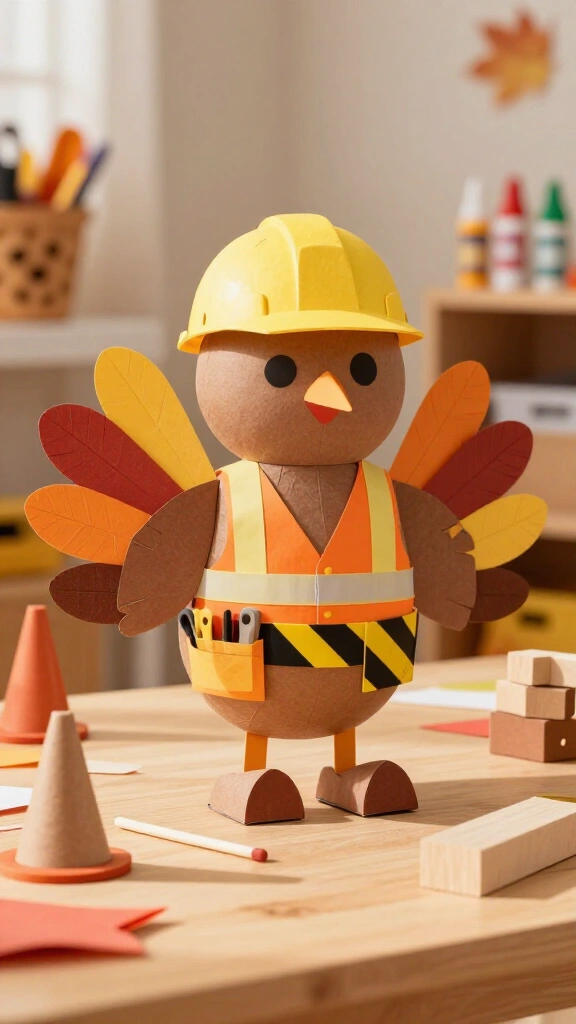 Hide the turkey as a construction worker