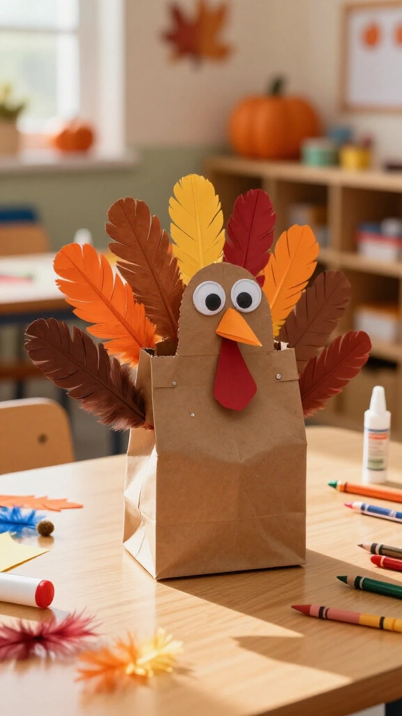 Paper bag turkey puppet