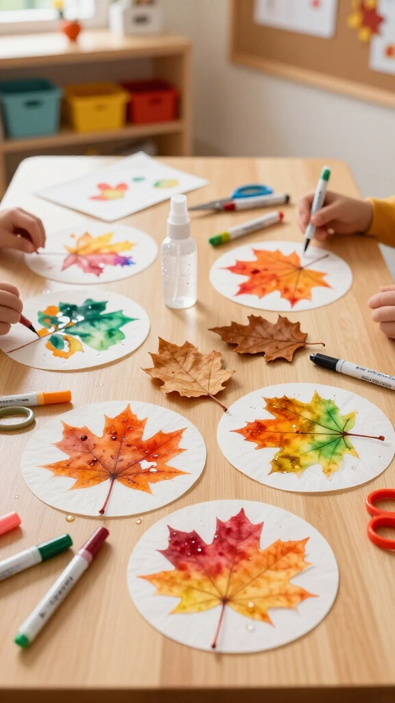 Coffee filter fall leaves