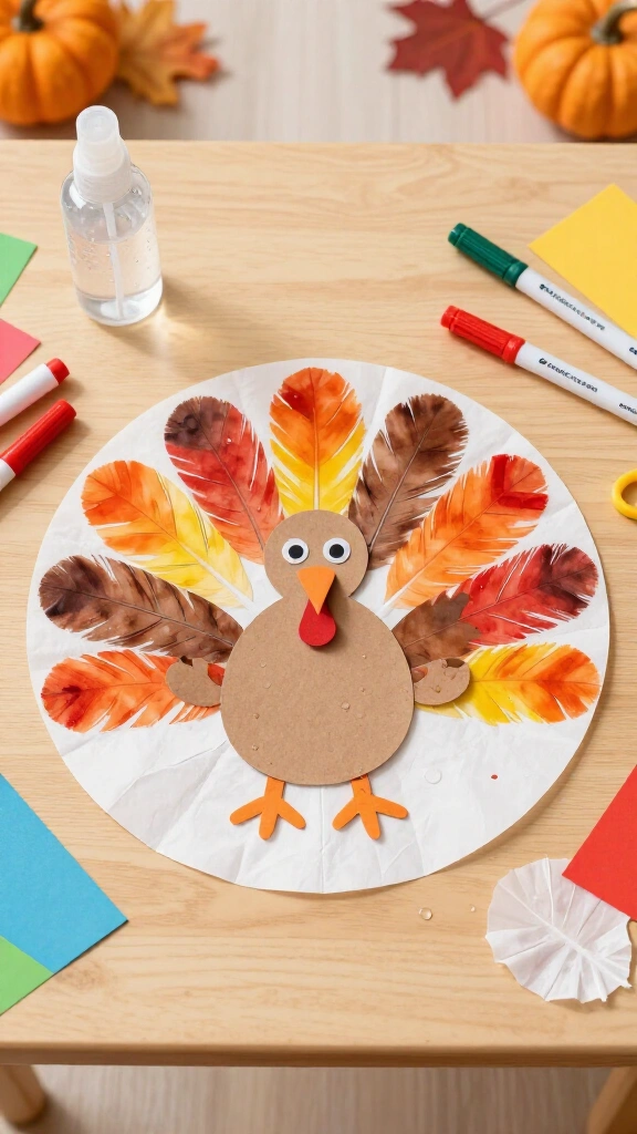Coffee filter turkey feathers