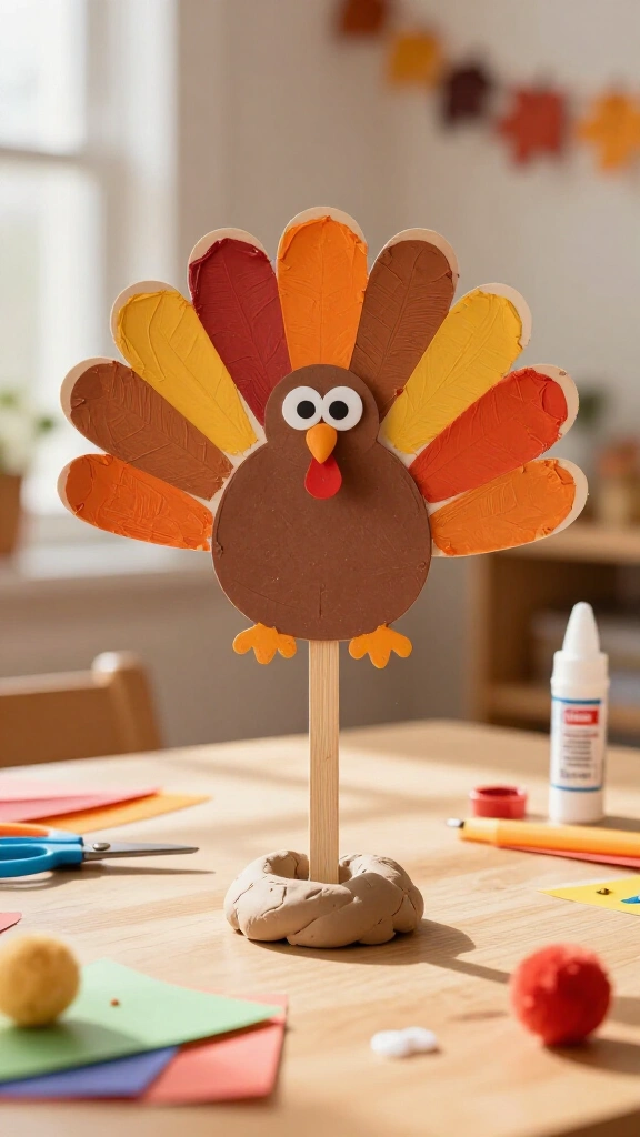 Handprint turkey puppet