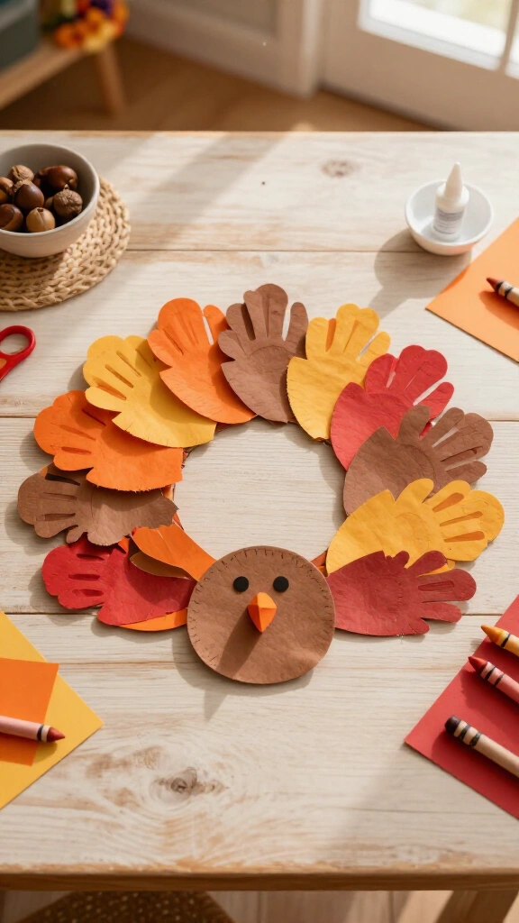 Handprint turkey wreath