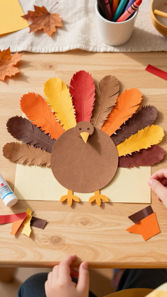 Torn paper turkey collage