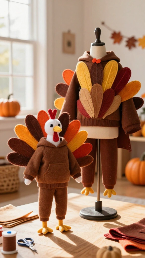 Classic felt feather turkey costume