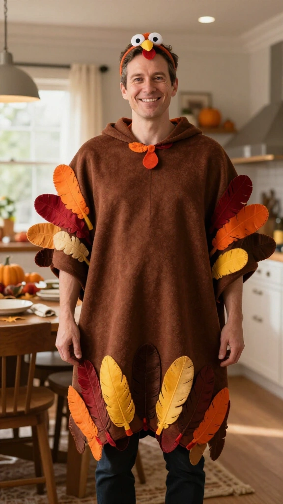 Adult Thanksgiving turkey poncho costume