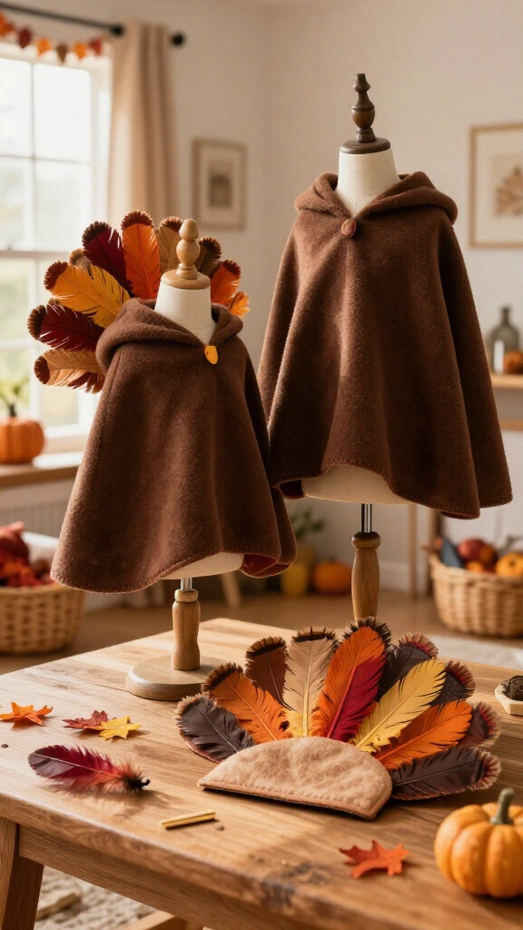 Turkey cape costume with detachable tail