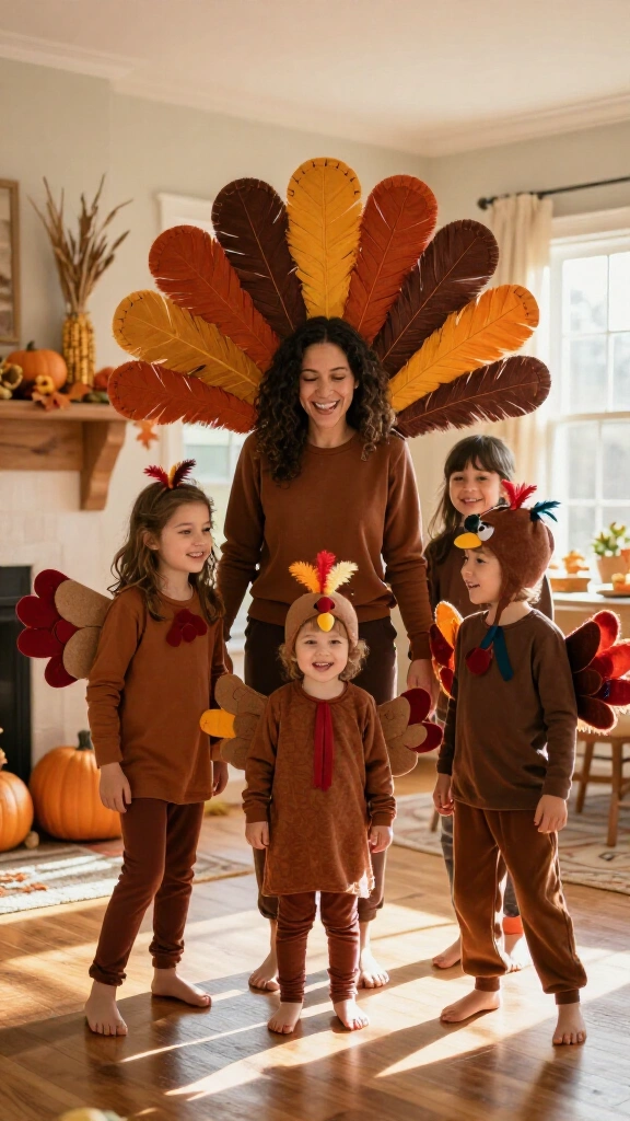 Family turkey flock costumes