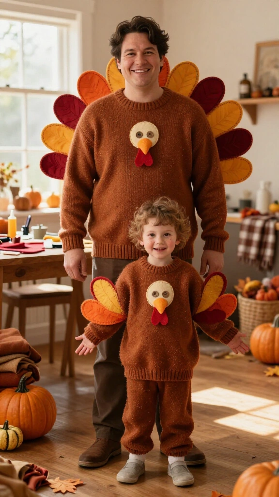 Upcycled sweater turkey costume