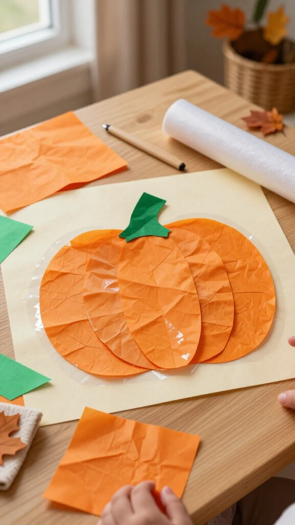 Crinkle paper pumpkin collage
