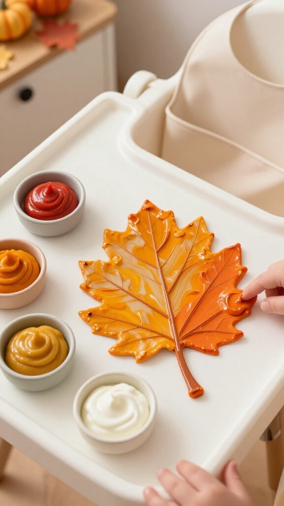Baby-safe edible finger paint leaves