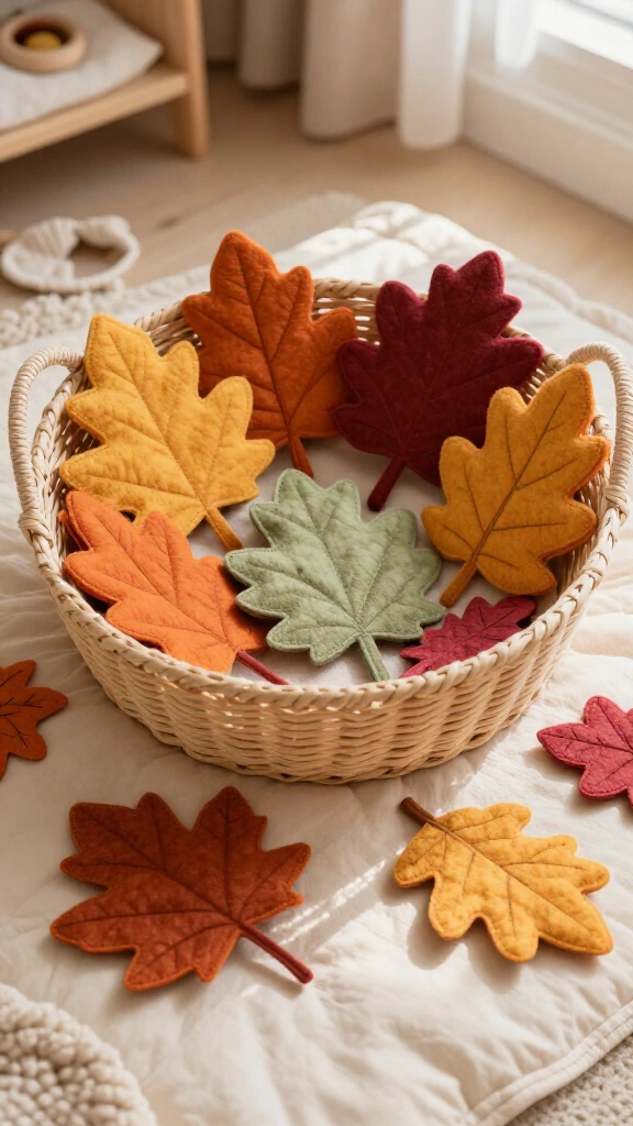 Soft fabric leaf sensory basket