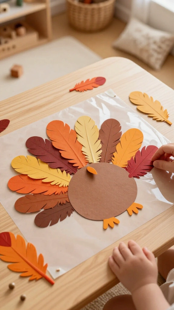 No-mess sticky feather turkey