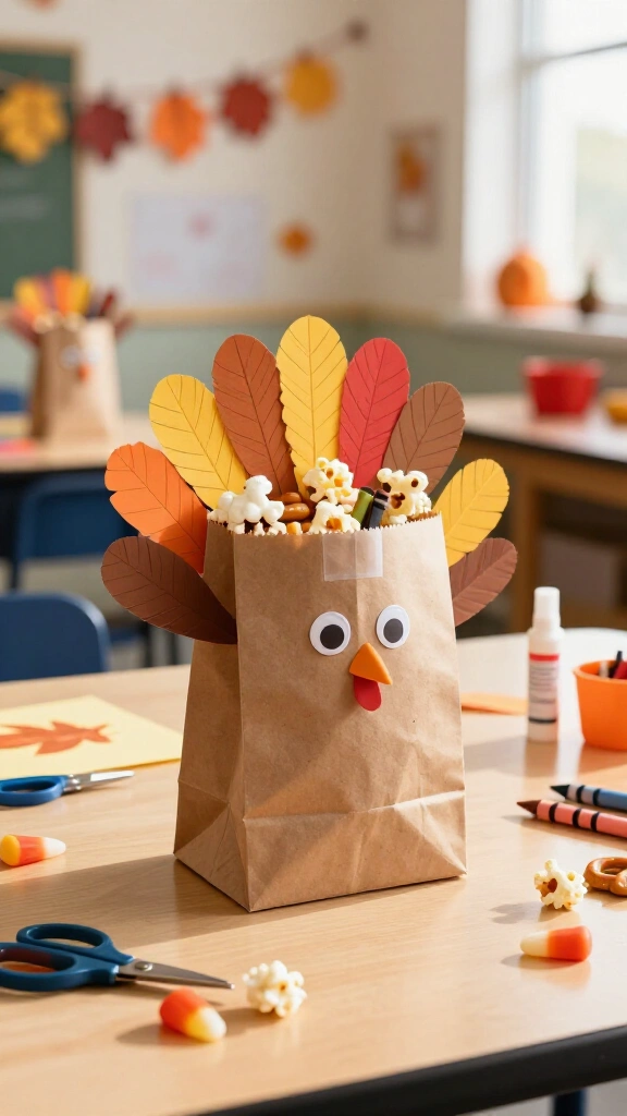 Paper bag turkey treat holder