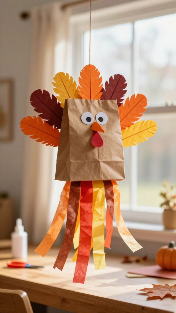 Paper bag turkey windsock