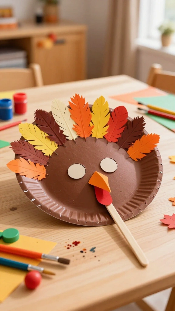 Paper plate turkey mask