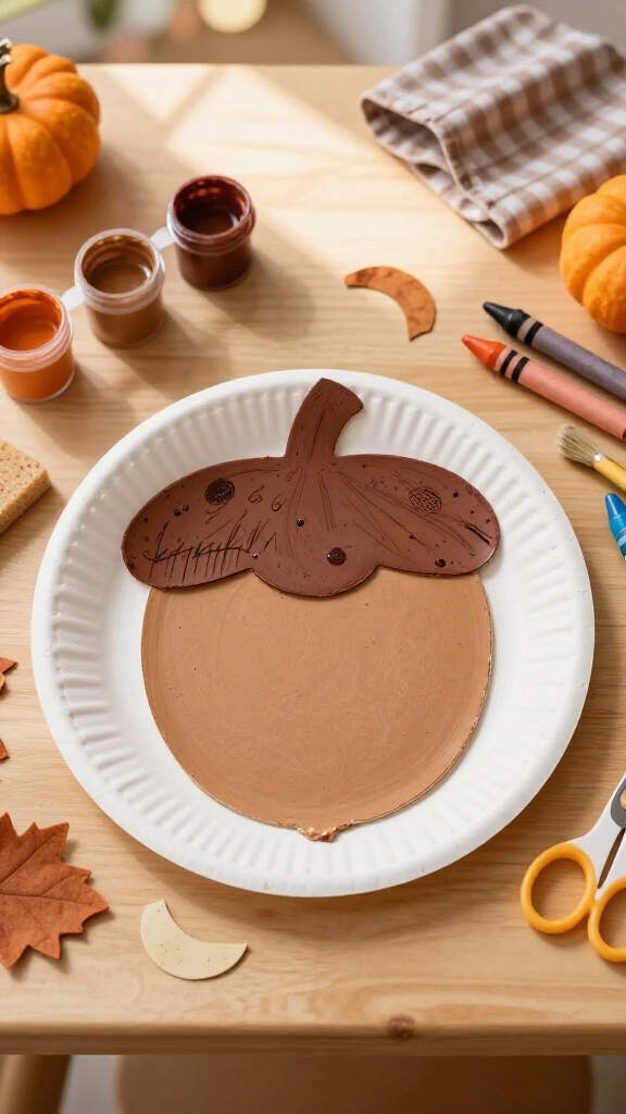 Paper plate acorn craft