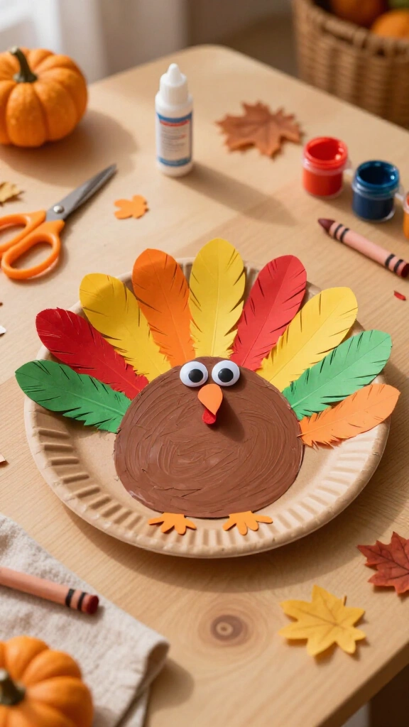 Paper plate turkey craft