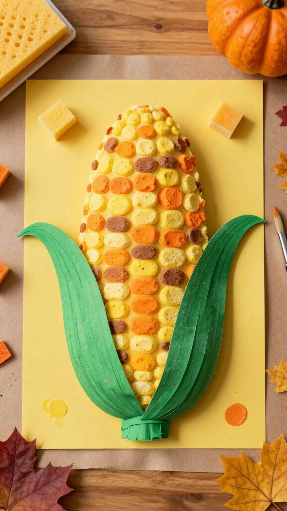 Sponge-painted corn on the cob