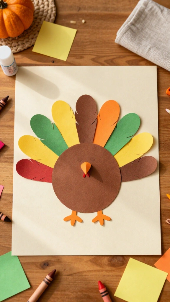 Thankful turkey with sticky notes