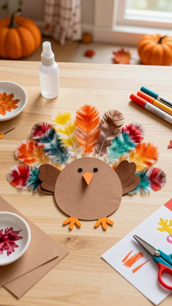 Coffee filter turkey feathers