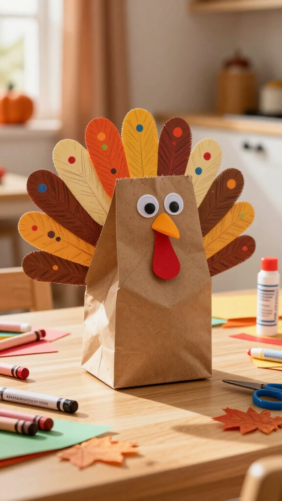 Paper bag turkey puppet