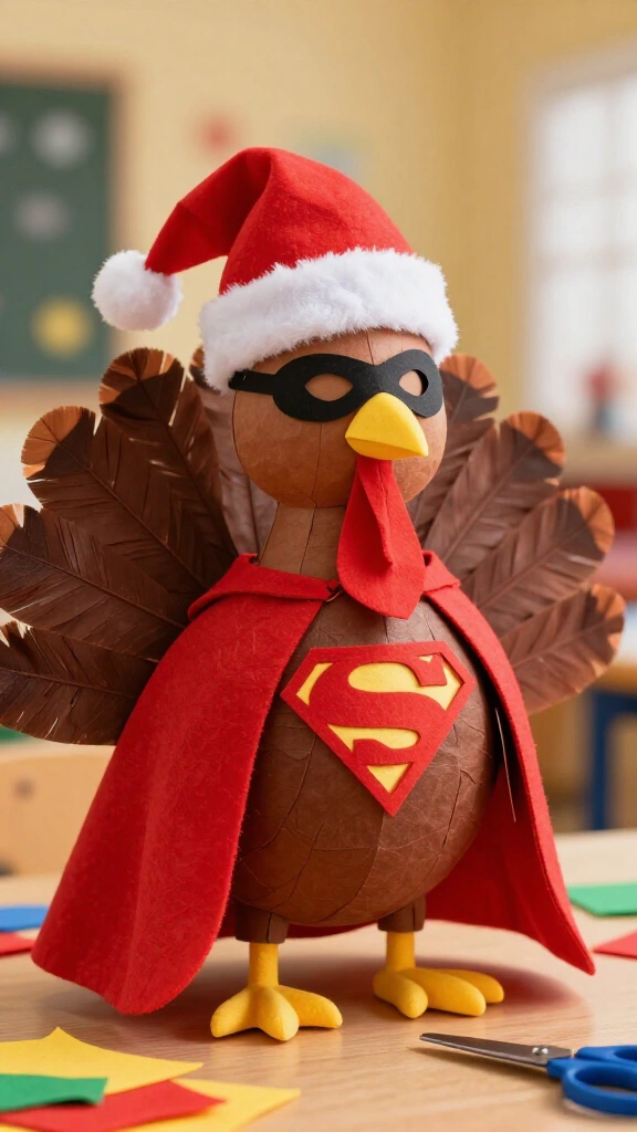 Santa superhero turkey