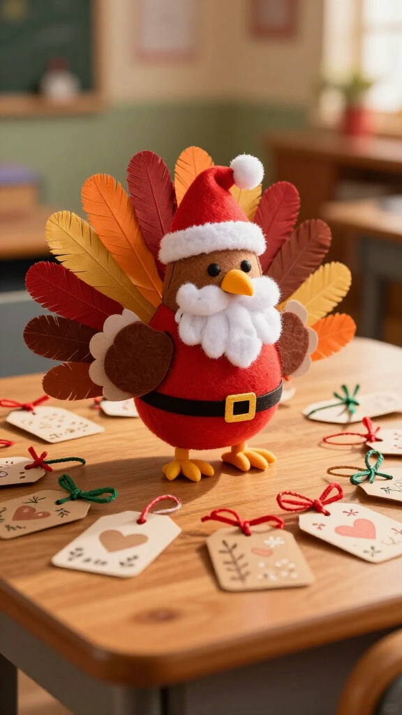 Santa turkey with personalized gift tags