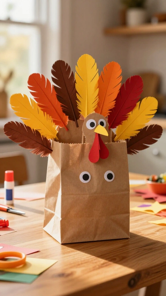 Paper bag turkey puppet