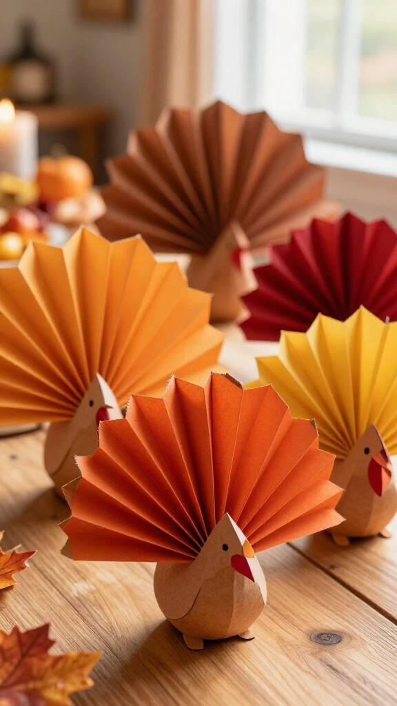 Accordion-fold paper fan turkey