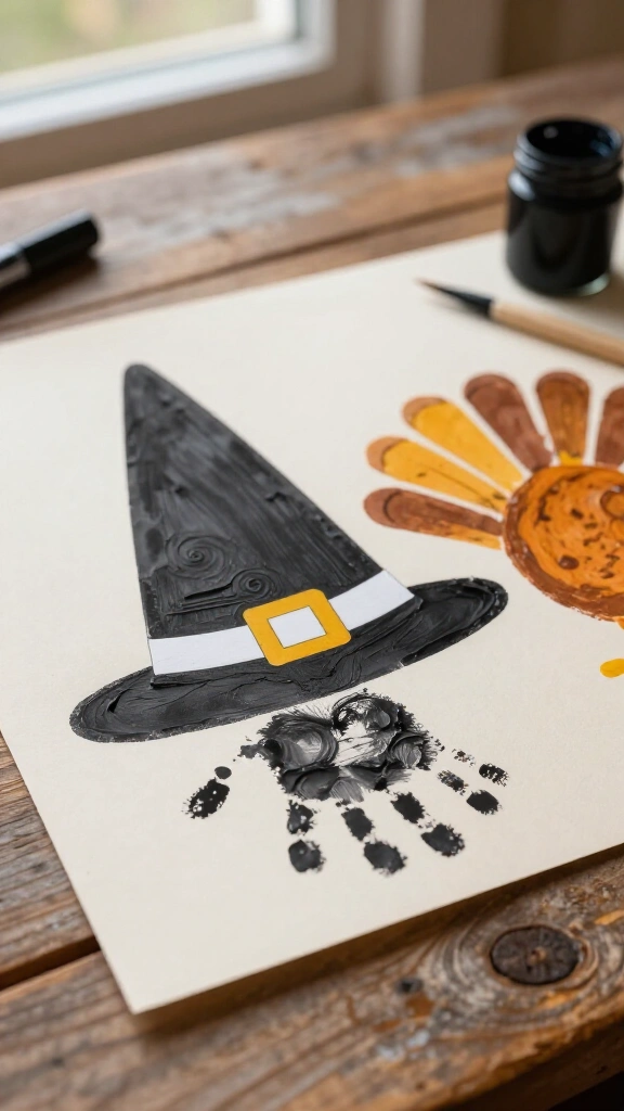 Baby handprint pilgrim hat