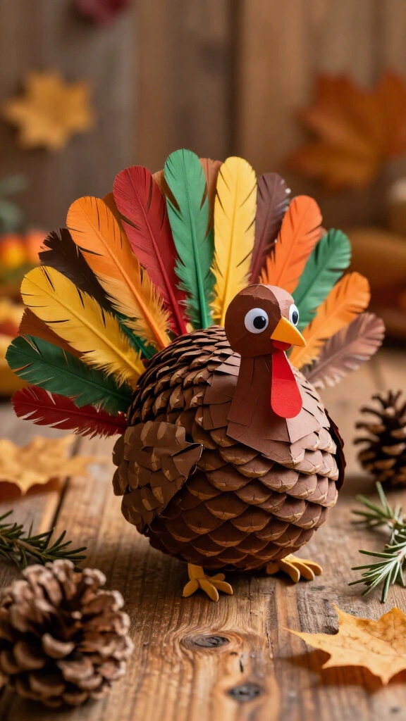 Pinecone and paper turkey