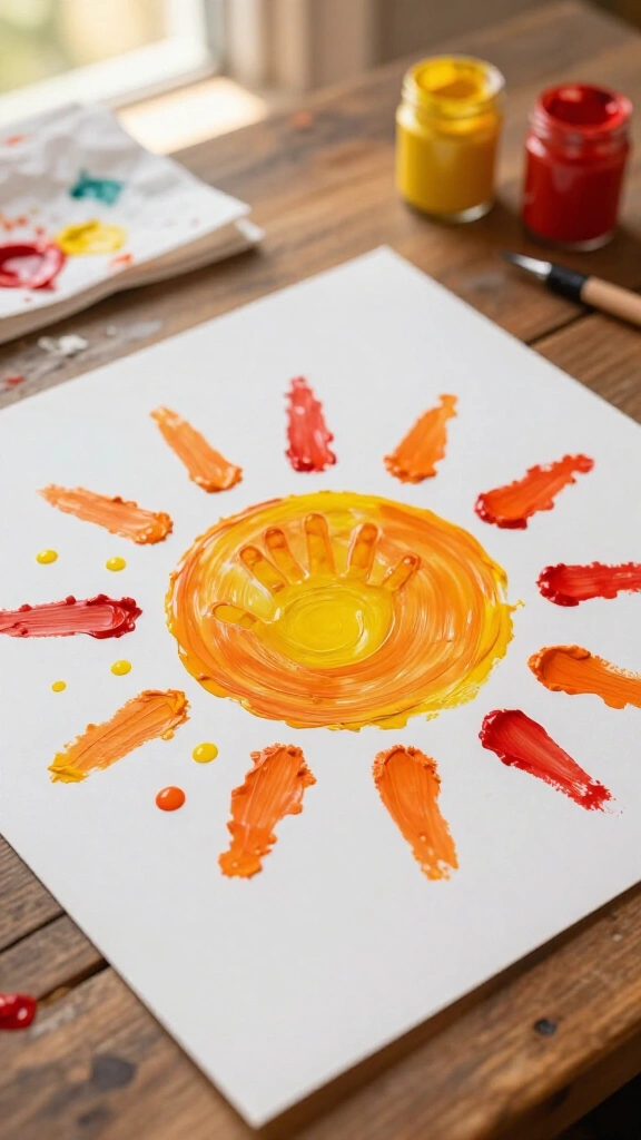 Baby finger-paint harvest sun
