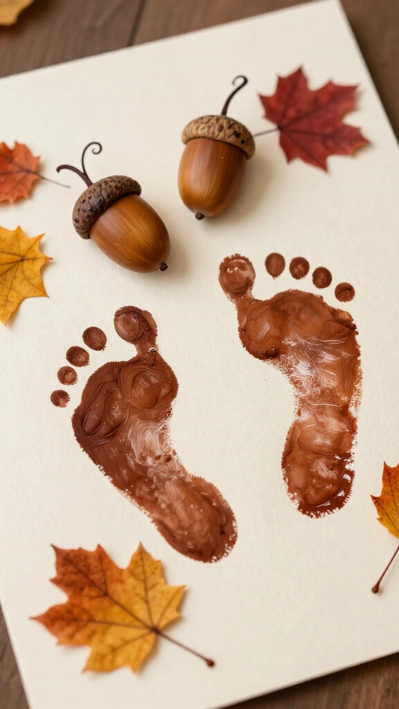 Baby footprint acorn art