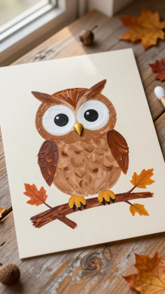 Baby handprint owl on a branch