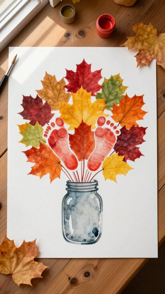 Baby footprint leaf bouquet