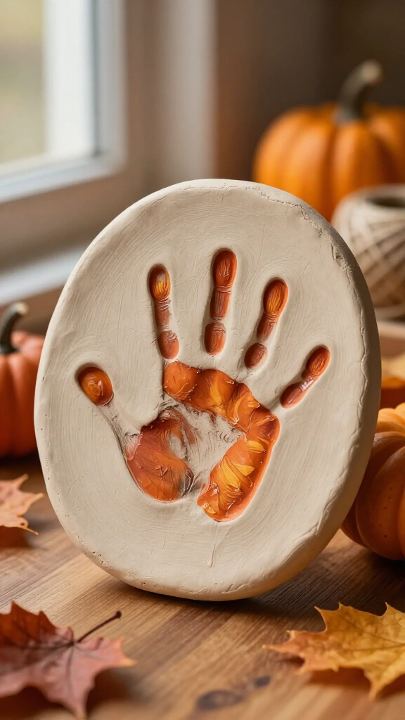 Baby handprint "first Thanksgiving" keepsake plaque