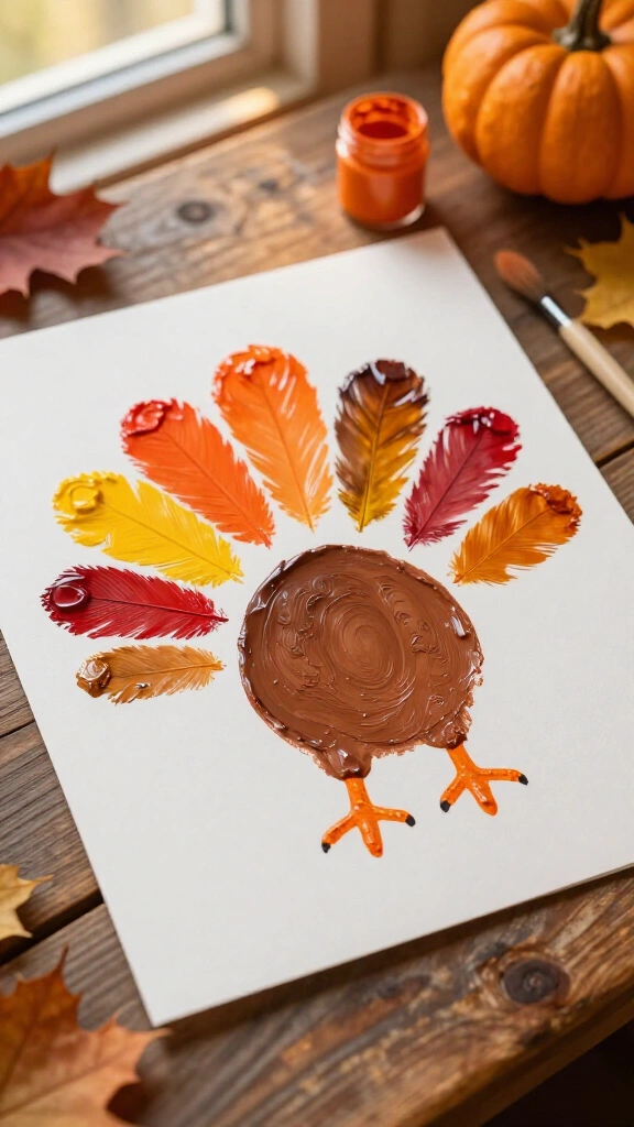 Turkey handprint footprint combo art