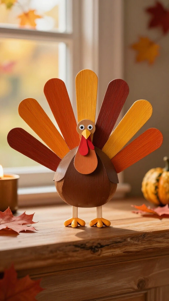 Popsicle stick turkey name craft
