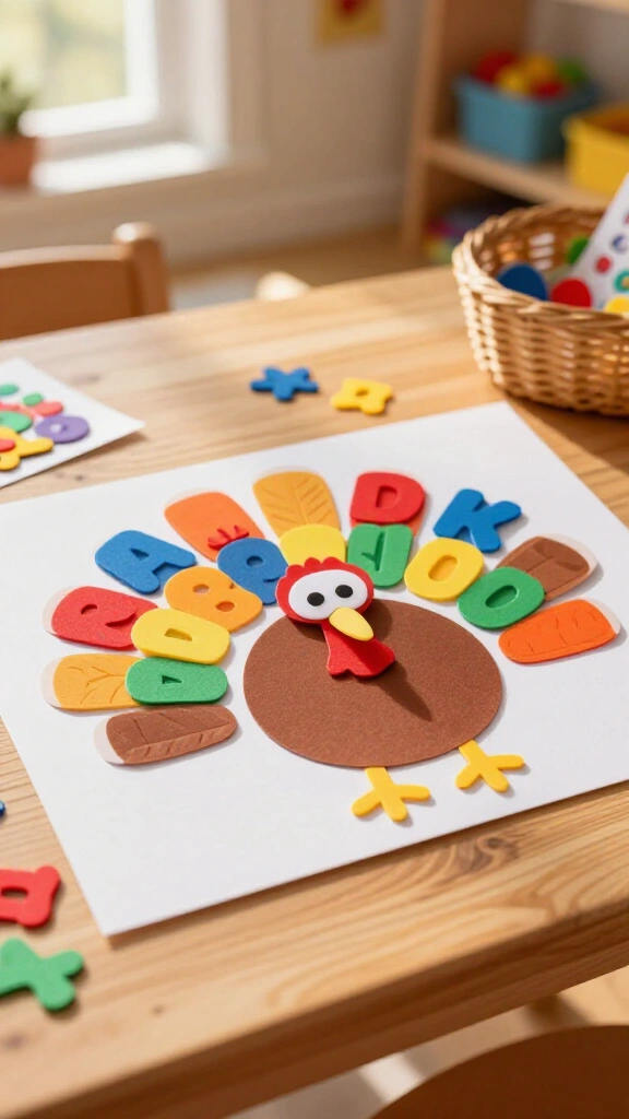 Turkey name craft with foam stickers