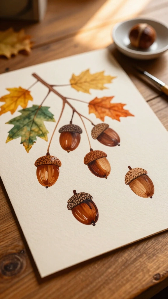 Acorn thumbprint art