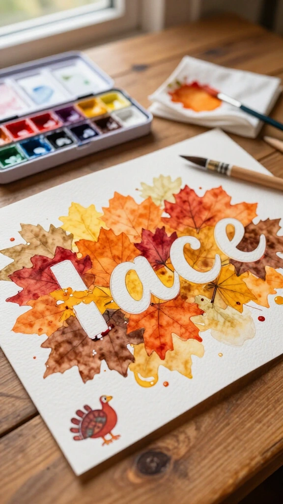 Watercolor turkey name craft
