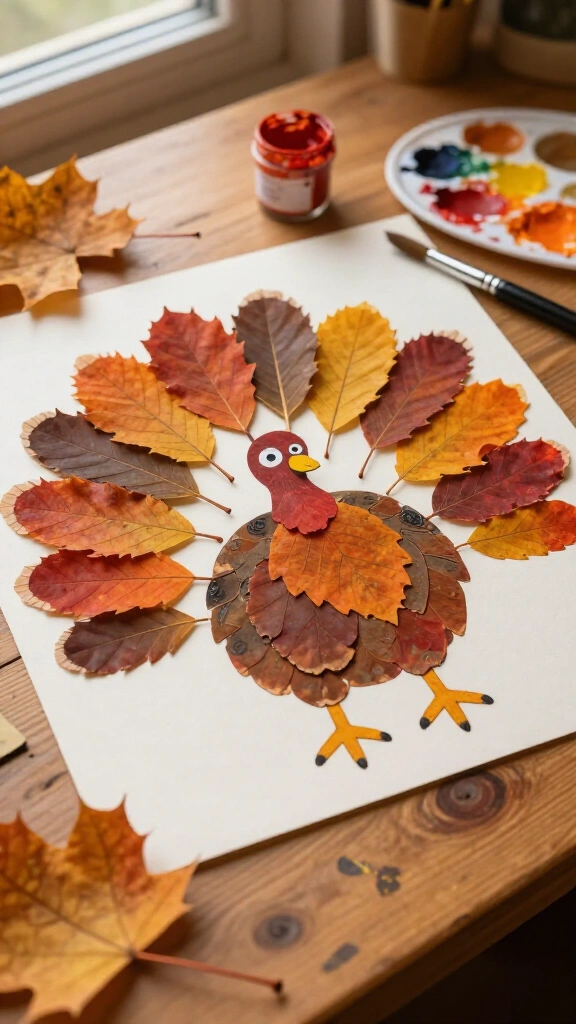 Turkey name craft with leaf prints