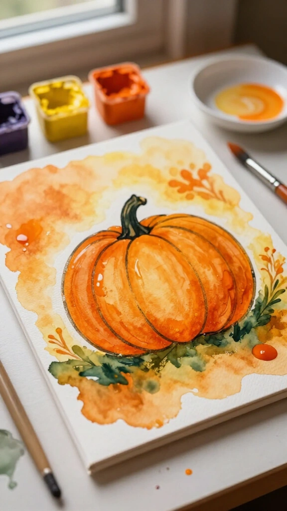 Watercolor pumpkin baby canvas